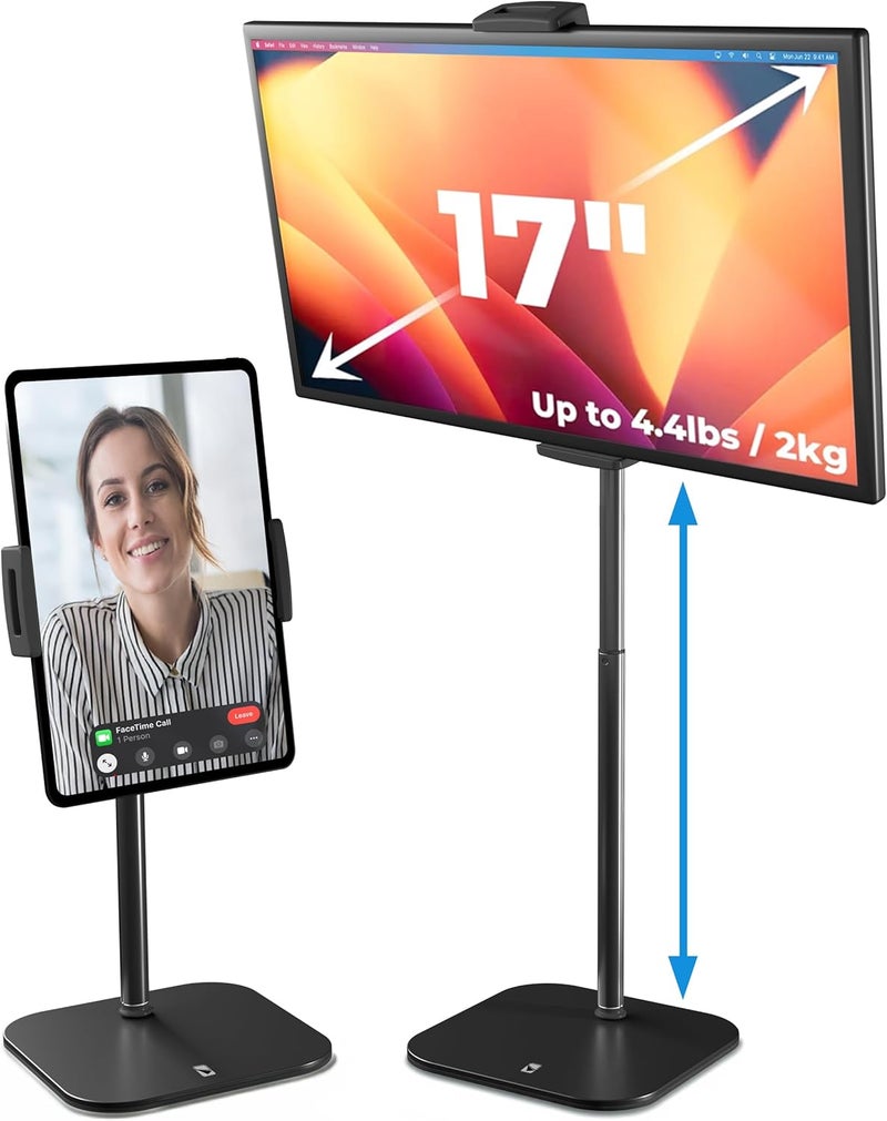 cooper TabStand, 20" Tall iPad Stand for Desk, Portable Monitor Holder up to 17" Holds 4.4lb, Desktop Tablet Stand, Tablet Mount, Apple iPad Holder for Desk, for Samsung, Kindle, Fire (Night Black) - Image 1